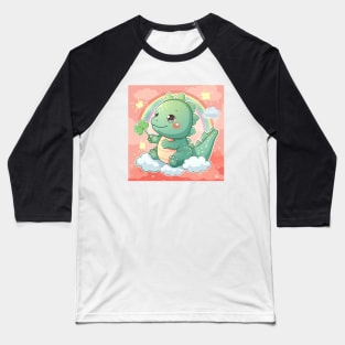 Cute Godzilla happy mood hold a clover in St Patricks day Baseball T-Shirt